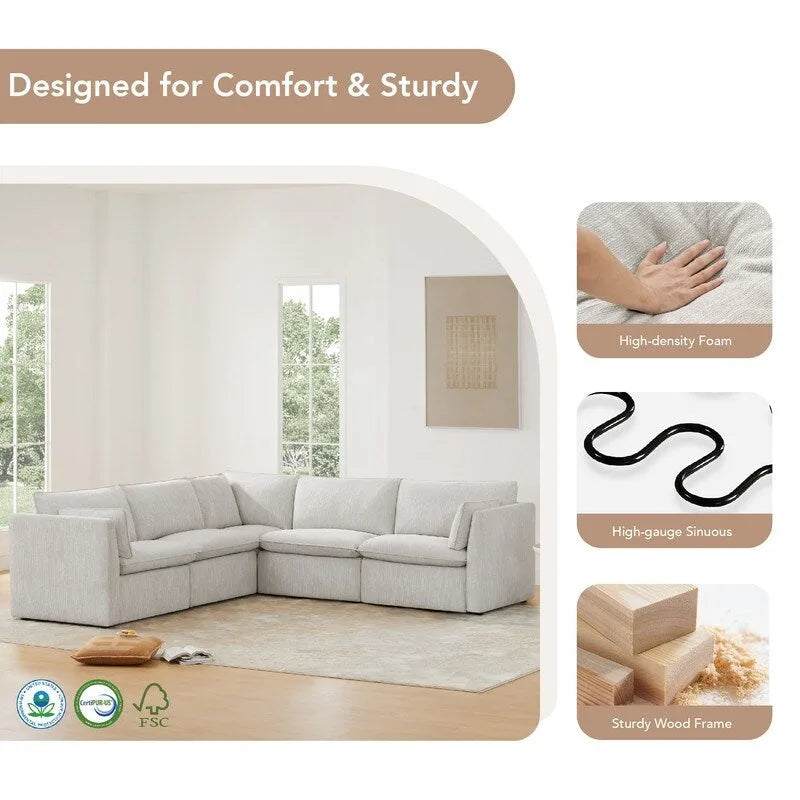 Cypress U-shape Sectional Couches Modular Sofa with Ottoman