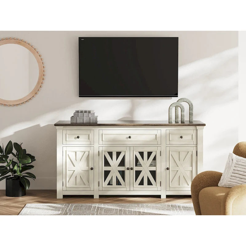 Signature Design by Ashley Bolanburg White/Gray 73 TV Stand for TVs up to 83 - 72.5 W x 20.25 D x 36.13 H