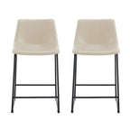Vintage 24 Set of 2 Bar Stools with Armless Leather Backrest, Metal Legs, Footrest for Kitchen Island Caf Pub Bar Counter