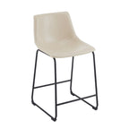 Vintage 24 Set of 2 Bar Stools with Armless Leather Backrest, Metal Legs, Footrest for Kitchen Island Caf Pub Bar Counter