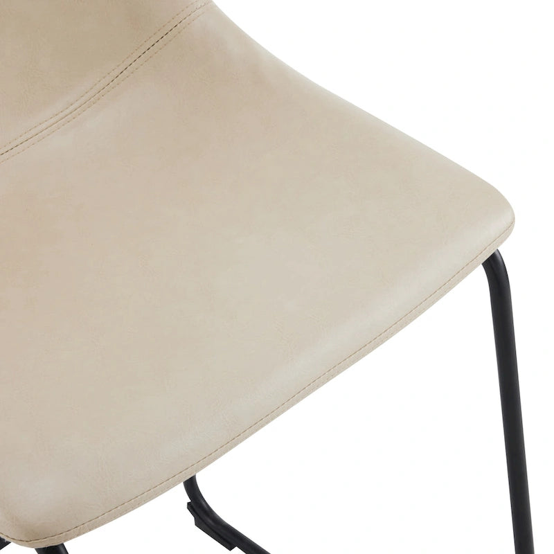 Vintage 24 Set of 2 Bar Stools with Armless Leather Backrest, Metal Legs, Footrest for Kitchen Island Caf Pub Bar Counter