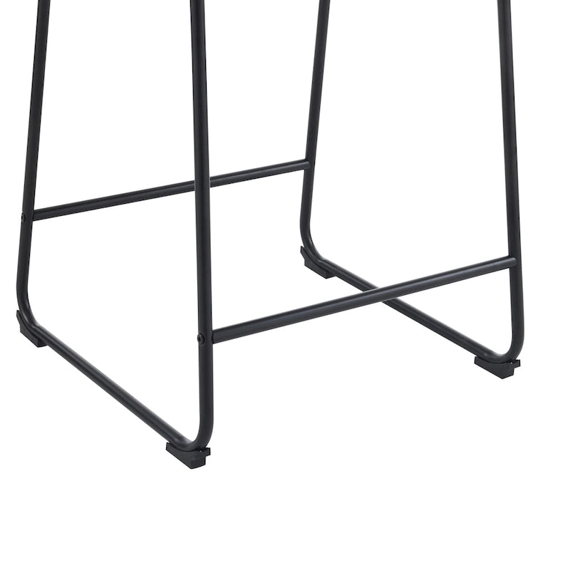 Vintage 24 Set of 2 Bar Stools with Armless Leather Backrest, Metal Legs, Footrest for Kitchen Island Caf Pub Bar Counter