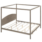 Letto a baldacchino King Size in pino con classica testiera in legno, struttura del letto imbottita, non è richiesta la rete a molle, facile da montare
