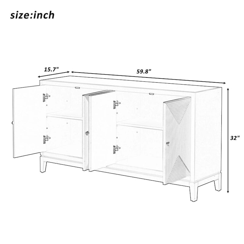 Elegante madia/credenza con design a linee verticali, adatta per studio, ingresso e soggiorno