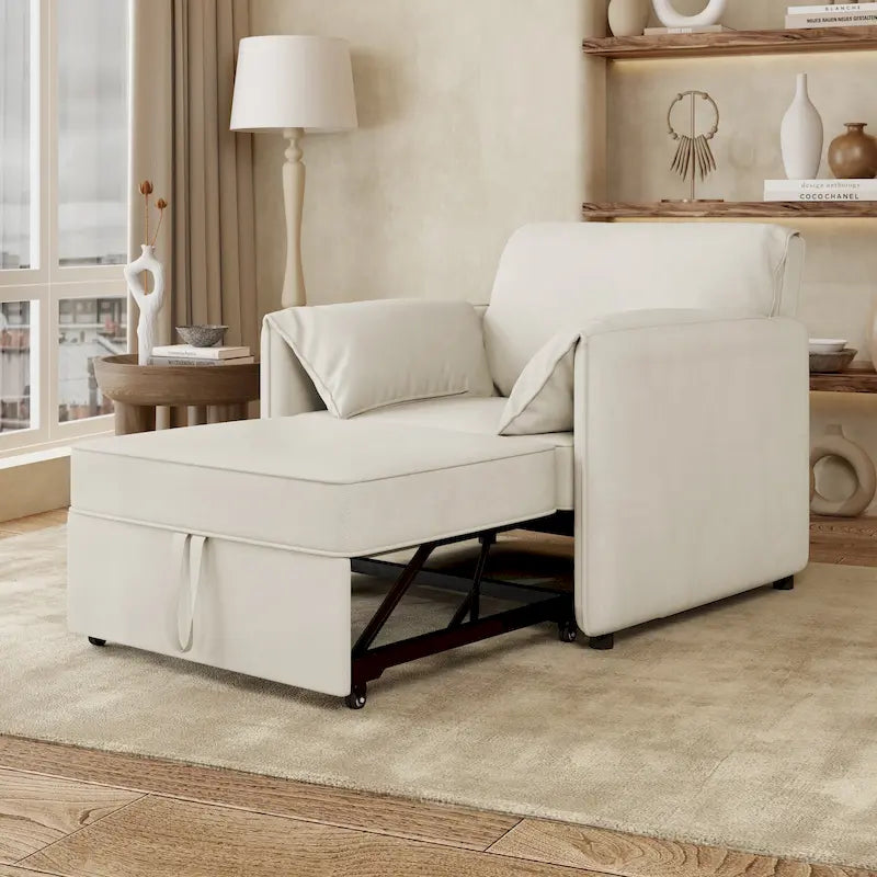 Divano Letto Convertibile Roomfitters, Poltrona Letto 3 in 1 con Schienale Regolabile e Cuscini Spessi, Struttura in Lino