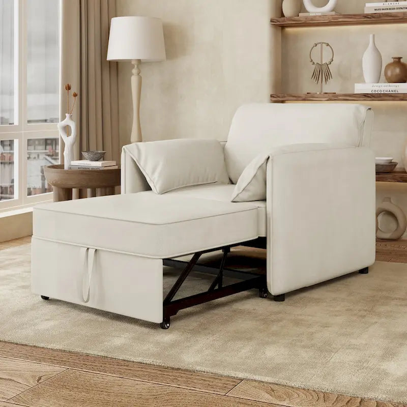 Divano Letto Convertibile Roomfitters, Poltrona Letto 3 in 1 con Schienale Regolabile e Cuscini Spessi, Struttura in Lino