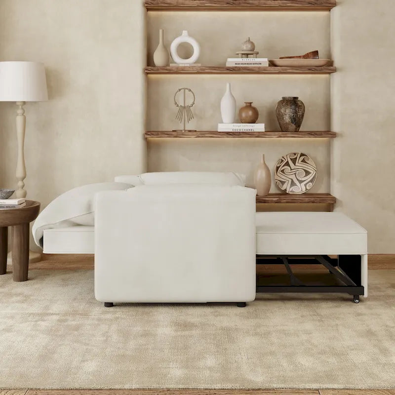 Divano Letto Convertibile Roomfitters, Poltrona Letto 3 in 1 con Schienale Regolabile e Cuscini Spessi, Struttura in Lino