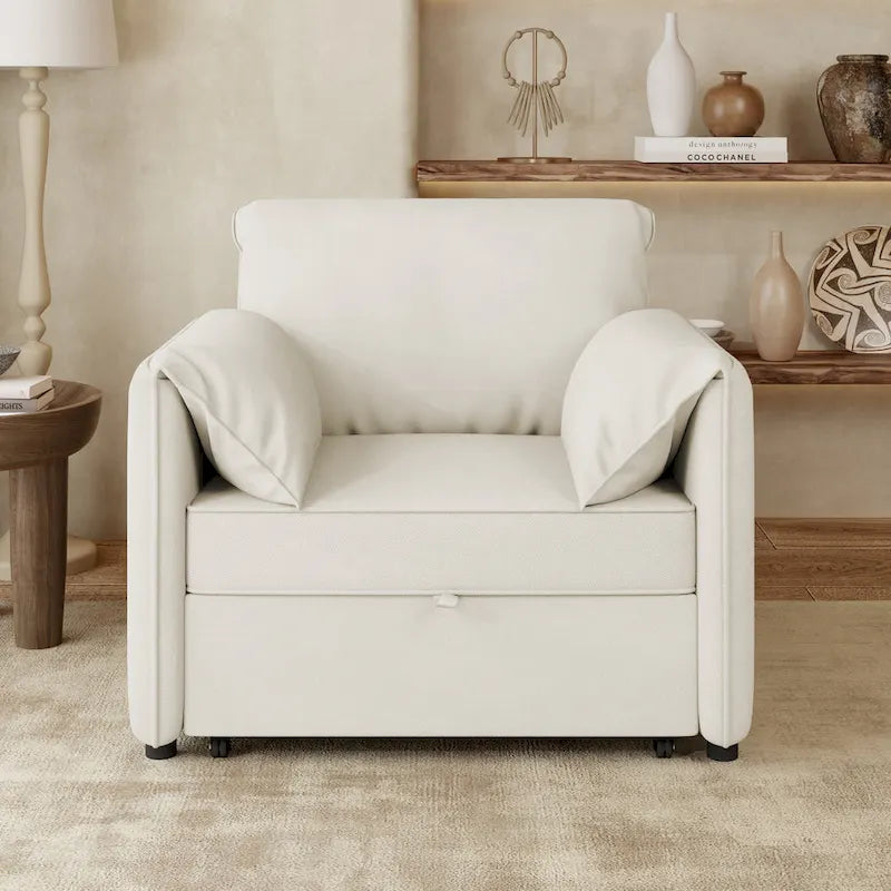 Divano Letto Convertibile Roomfitters, Poltrona Letto 3 in 1 con Schienale Regolabile e Cuscini Spessi, Struttura in Lino