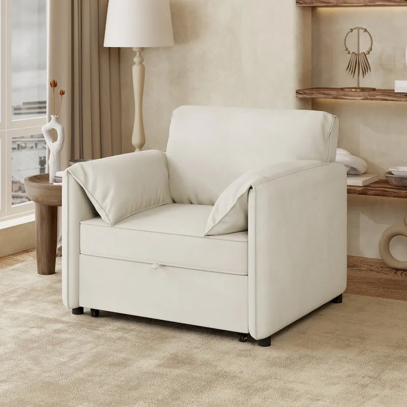 Divano Letto Convertibile Roomfitters, Poltrona Letto 3 in 1 con Schienale Regolabile e Cuscini Spessi, Struttura in Lino