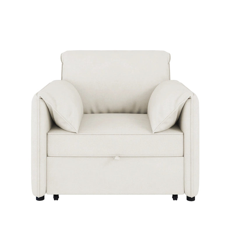 Roomfitters Convertible Sofa Bed, 3 in 1 Sleeper Chair with Adjustable Backrest and Thick Cushions, Linen Frame
