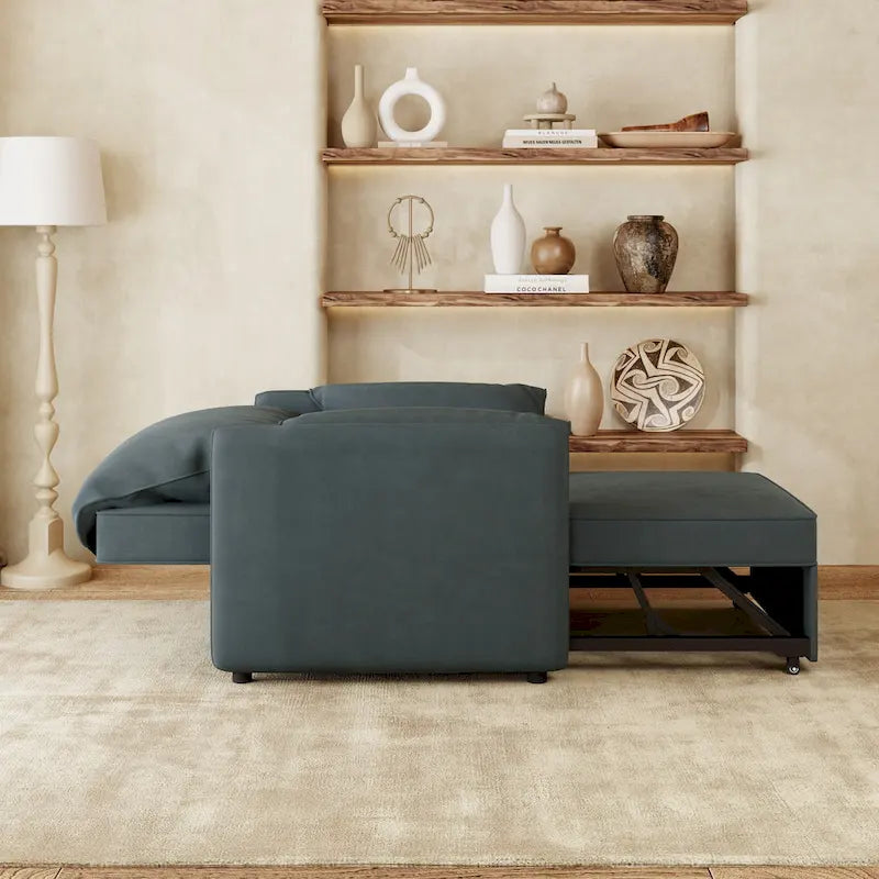 Roomfitters Convertible Sofa Bed, 3 in 1 Sleeper Chair with Adjustable Backrest and Thick Cushions, Linen Frame