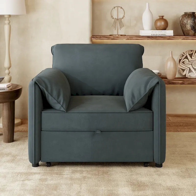 Roomfitters Convertible Sofa Bed, 3 in 1 Sleeper Chair with Adjustable Backrest and Thick Cushions, Linen Frame