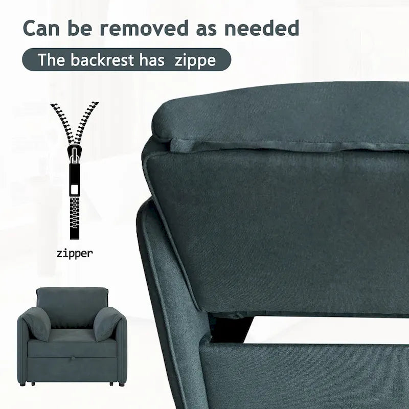Roomfitters Convertible Sofa Bed, 3 in 1 Sleeper Chair with Adjustable Backrest and Thick Cushions, Linen Frame