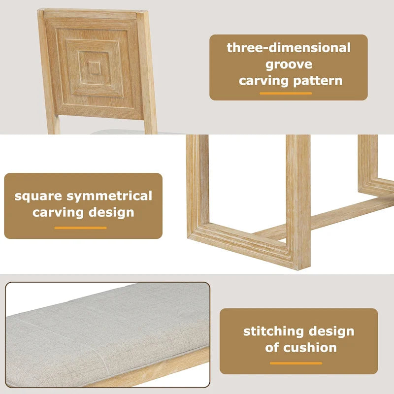 6 Piece Dining Table Chair Set, Wooden Kitchen Furniture Set with Acacia Wood Rectangular Table, 4 Chairs and 1 Bench