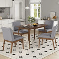 Set di 5 mobili da pranzo con tavolo e sedie, set di mobili da cucina in legno con tavolo rettangolare e 4 sedie imbottite