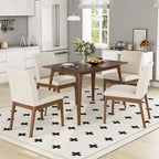 Set di 5 mobili da pranzo con tavolo e sedie, set di mobili da cucina in legno con tavolo rettangolare e 4 sedie imbottite