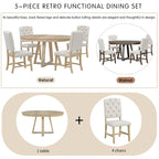 Set di tavolo e sedie da pranzo multifunzione, set da tavolo da pranzo per cucina rustica con ripiani pieghevoli rimovibili e gambe a croce