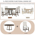 Set di tavolo e sedie da pranzo multifunzione, set da tavolo da pranzo per cucina rustica con ripiani pieghevoli rimovibili e gambe a croce