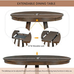 Set di tavolo e sedie da pranzo multifunzione, set da tavolo da pranzo per cucina rustica con ripiani pieghevoli rimovibili e gambe a croce