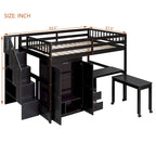 Full Loft Bed with Stairs, Built-in Desk & 5-in-1 Storage