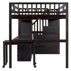 Full Loft Bed with Stairs, Built-in Desk & 5-in-1 Storage