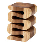 Tavolino Eliada intagliato a mano in legno di suar – Tavolino d'appoggio scultoreo ondulato, stile moderno Boho per soggiorno o camera da letto