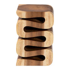 Tavolino Eliada intagliato a mano in legno di suar – Tavolino d'appoggio scultoreo ondulato, stile moderno Boho per soggiorno o camera da letto