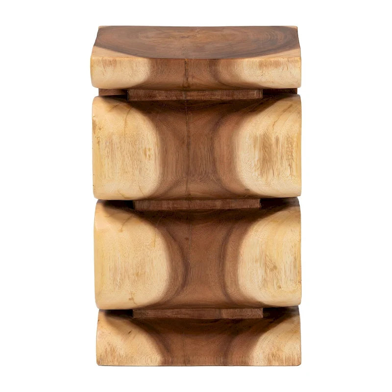 Tavolino Eliada intagliato a mano in legno di suar – Tavolino d'appoggio scultoreo ondulato, stile moderno Boho per soggiorno o camera da letto