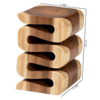 Tavolino Eliada intagliato a mano in legno di suar – Tavolino d'appoggio scultoreo ondulato, stile moderno Boho per soggiorno o camera da letto
