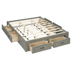 Queen Size Platform Bed with 6 Storage Drawers, Antique White