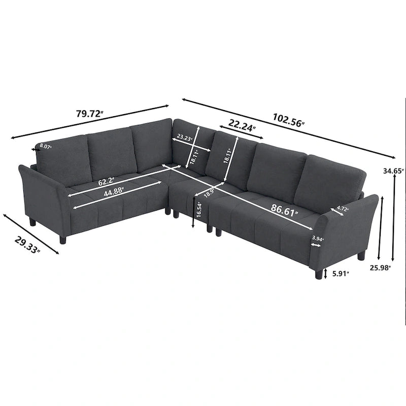 102.56  Wide Reversible Sectional Sofa with Corner Lounge Seat