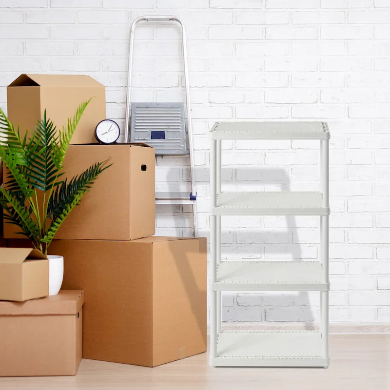 Gracious Living 4 Shelf Fixed Height Solid Light Duty Home Storage Unit, White - 1 Pack