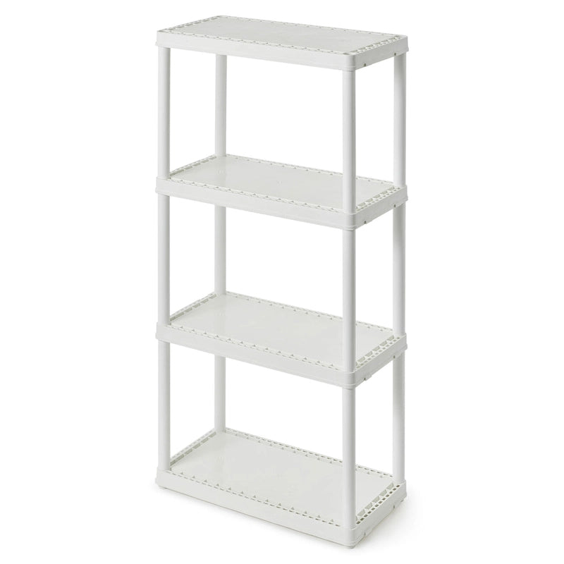 Gracious Living 4 Shelf Fixed Height Solid Light Duty Home Storage Unit, White - 1 Pack