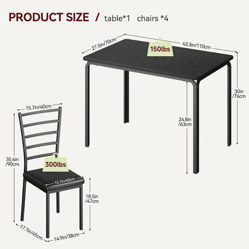 5 Piece Dining Table Set for 4