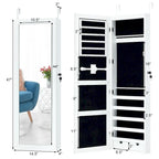 Costway Wall Mounted Mirrored Jewelry Cabinet Organizer w/LED Lights
