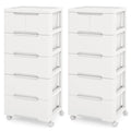 Costway 2 PCS 6-Drawer Plastic Rolling Storage Cart with 4 Universal - See Details