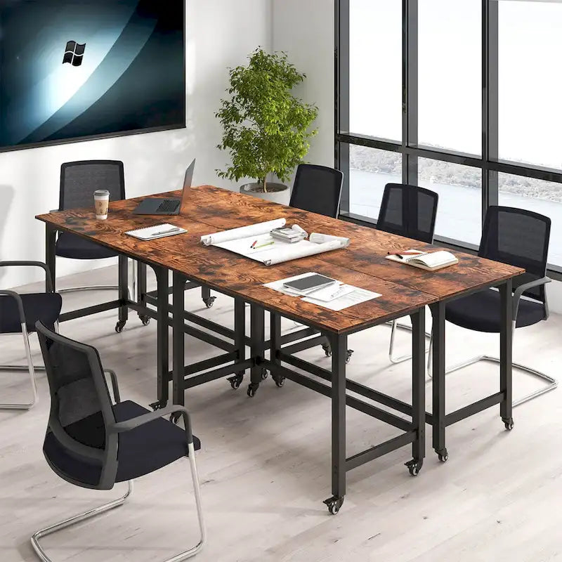 Costway Scrivania Computer con Ruote 1/2/4 Pezzi, Struttura in Metallo, per PC Portatile
