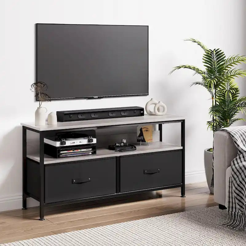 Mobile TV multi-funzione e cassettiera per camera da letto con 2 cassetti - 106,68 cm