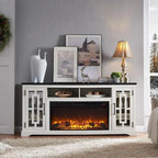 Farmhouse Fireplace TV Stand for 80 Inch TV, Entertainment Center