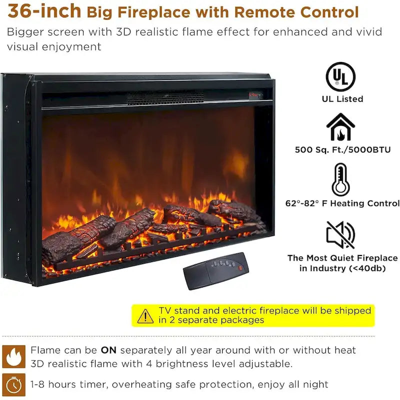 Farmhouse Fireplace TV Stand for 80 Inch TV, Entertainment Center