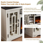 Farmhouse Fireplace TV Stand for 80 Inch TV, Entertainment Center