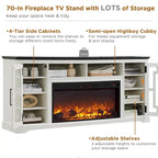 Farmhouse Fireplace TV Stand for 80 Inch TV, Entertainment Center