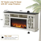 Farmhouse Fireplace TV Stand for 80 Inch TV, Entertainment Center