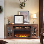 Farmhouse Fireplace TV Stand for 80 Inch TV, Entertainment Center