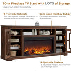 Farmhouse Fireplace TV Stand for 80 Inch TV, Entertainment Center