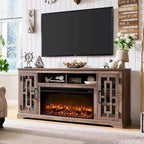 Farmhouse Fireplace TV Stand for 80 Inch TV, Entertainment Center