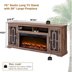 Farmhouse Fireplace TV Stand for 80 Inch TV, Entertainment Center