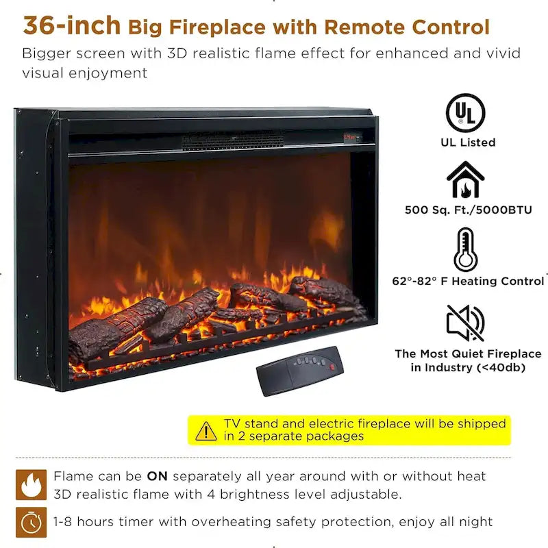 Farmhouse Fireplace TV Stand for 80 Inch TV, Entertainment Center