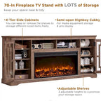 Farmhouse Fireplace TV Stand for 80 Inch TV, Entertainment Center