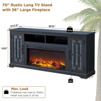 Farmhouse Fireplace TV Stand for 80 Inch TV, Entertainment Center